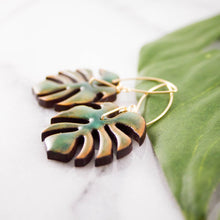 Load image into Gallery viewer, Monstera Leaf Wood + Resin Earrings
